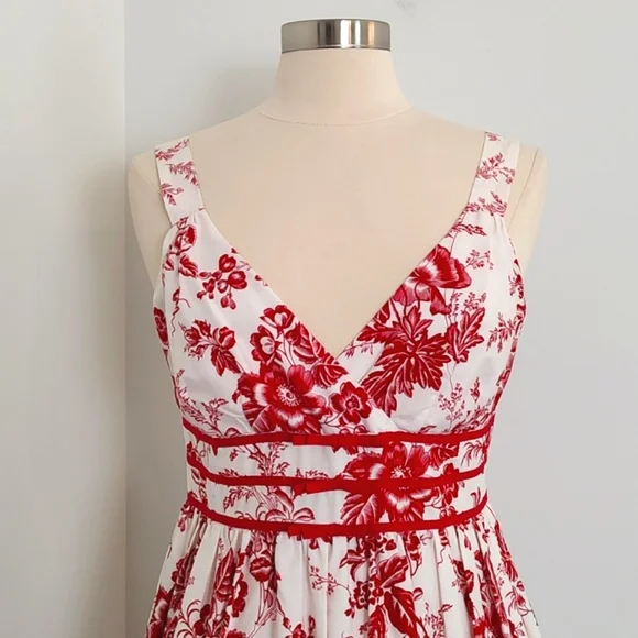 Robbie Bee Summer Fit & Flare Cotton Lined Floral Dress/ Size 8 - Picture 5 of 13